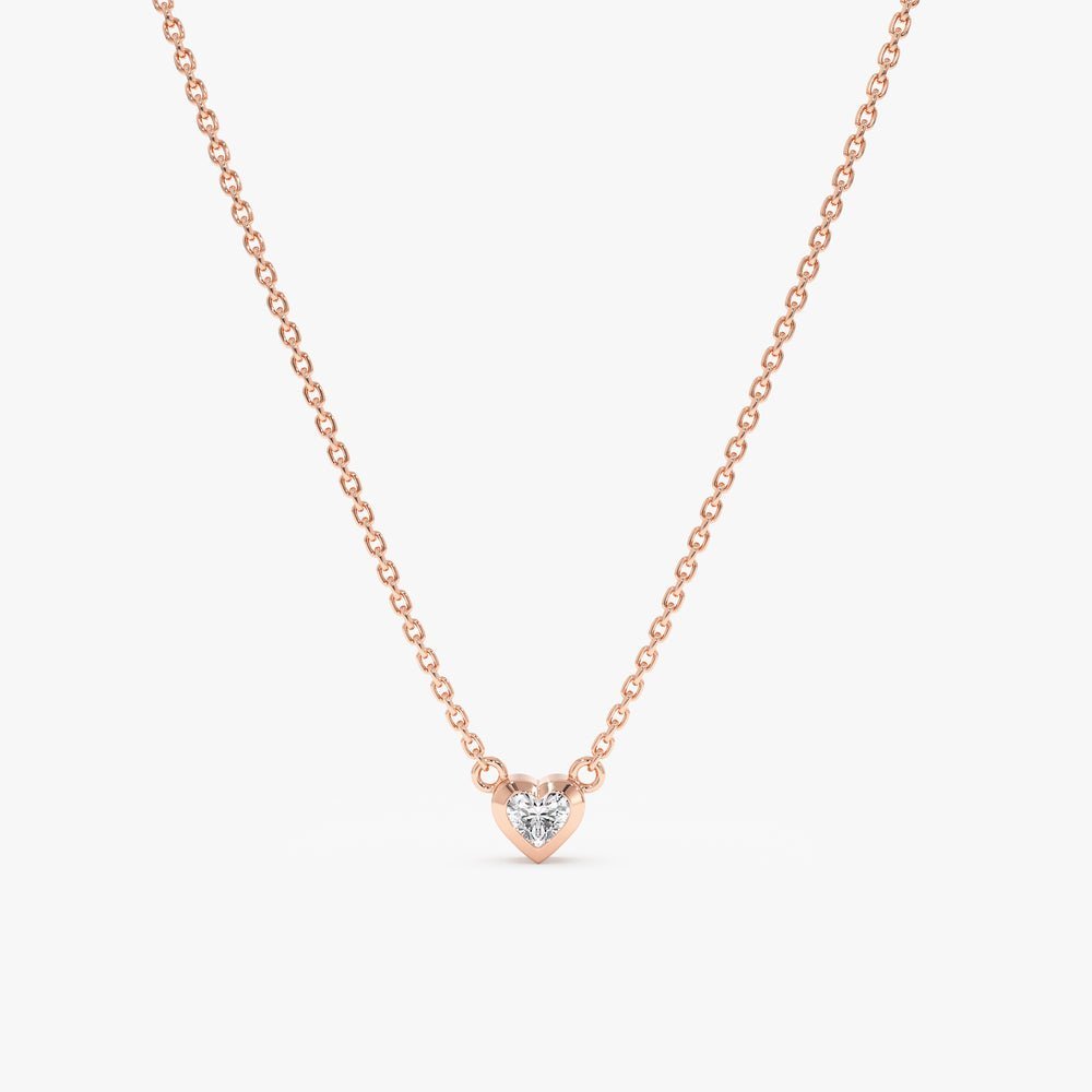 Solitaire Diamond Heart Necklace