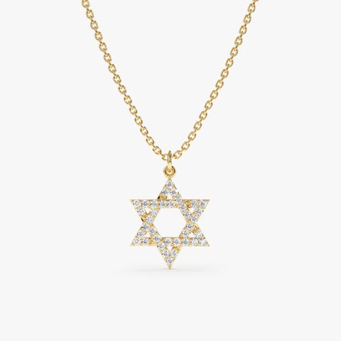 Star of David Natural Diamond Charm Necklace