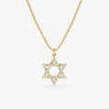 Star of David Natural Diamond Charm Necklace