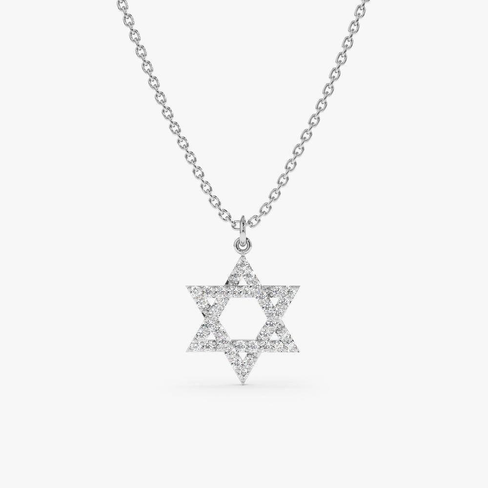 Star of David Natural Diamond Charm Necklace
