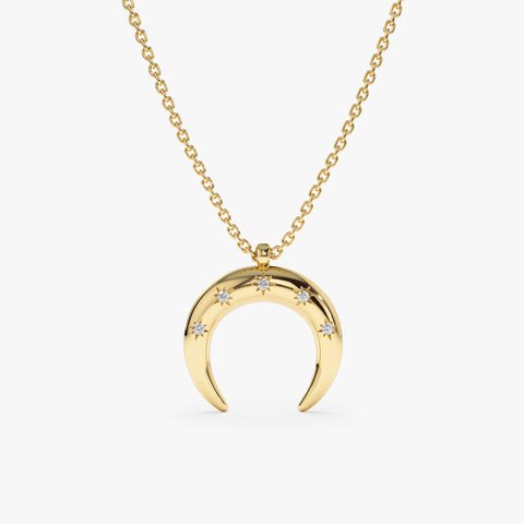 Star Studded Crescent Horn Necklace