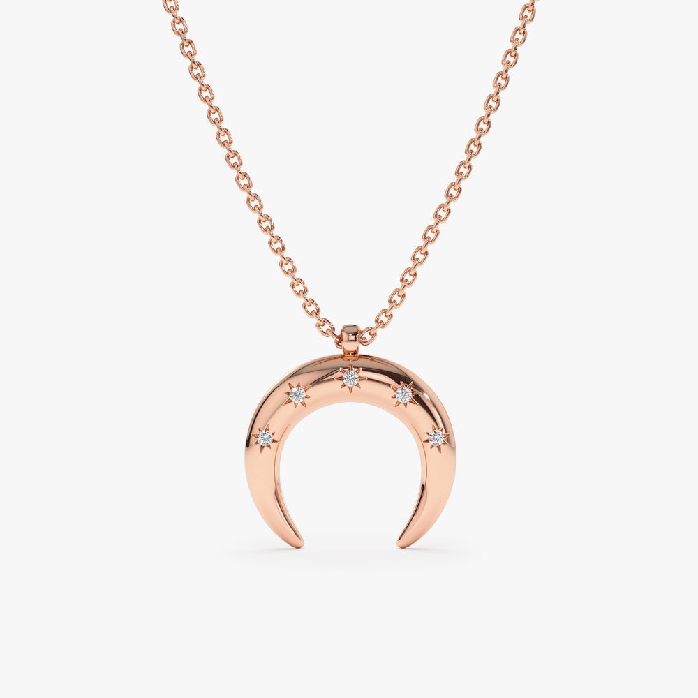 Star Studded Crescent Horn Necklace