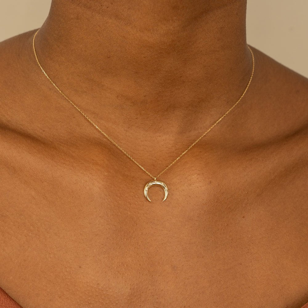 Star Studded Crescent Horn Necklace