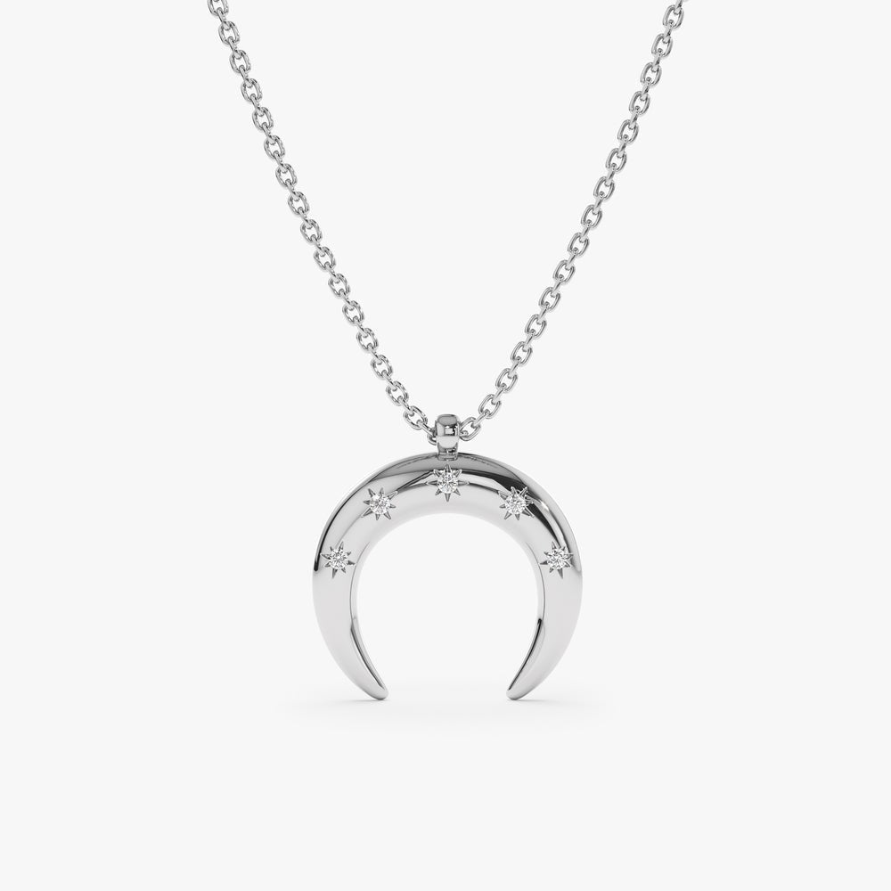 Star Studded Crescent Horn Necklace