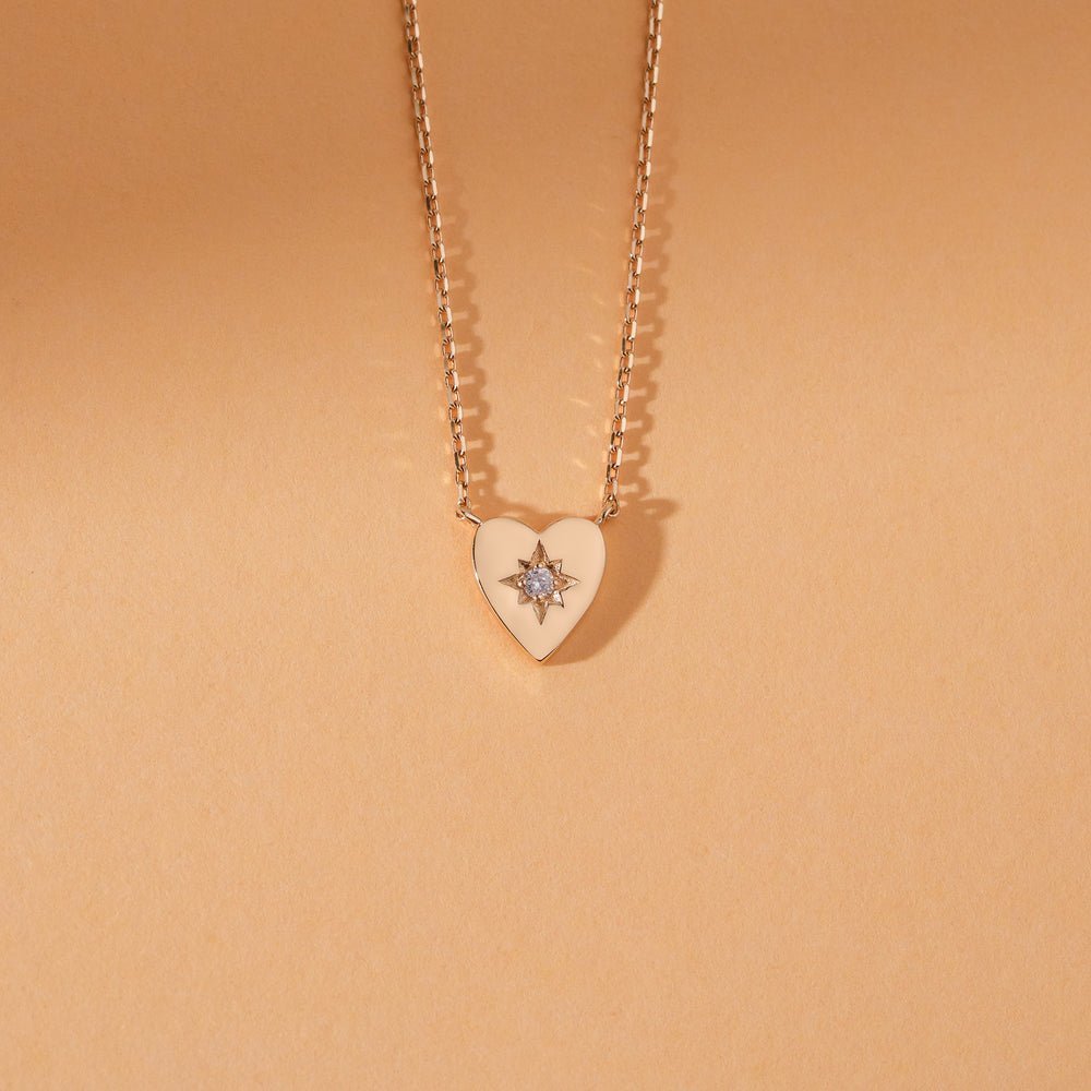 Starburst Diamond Heart Necklace