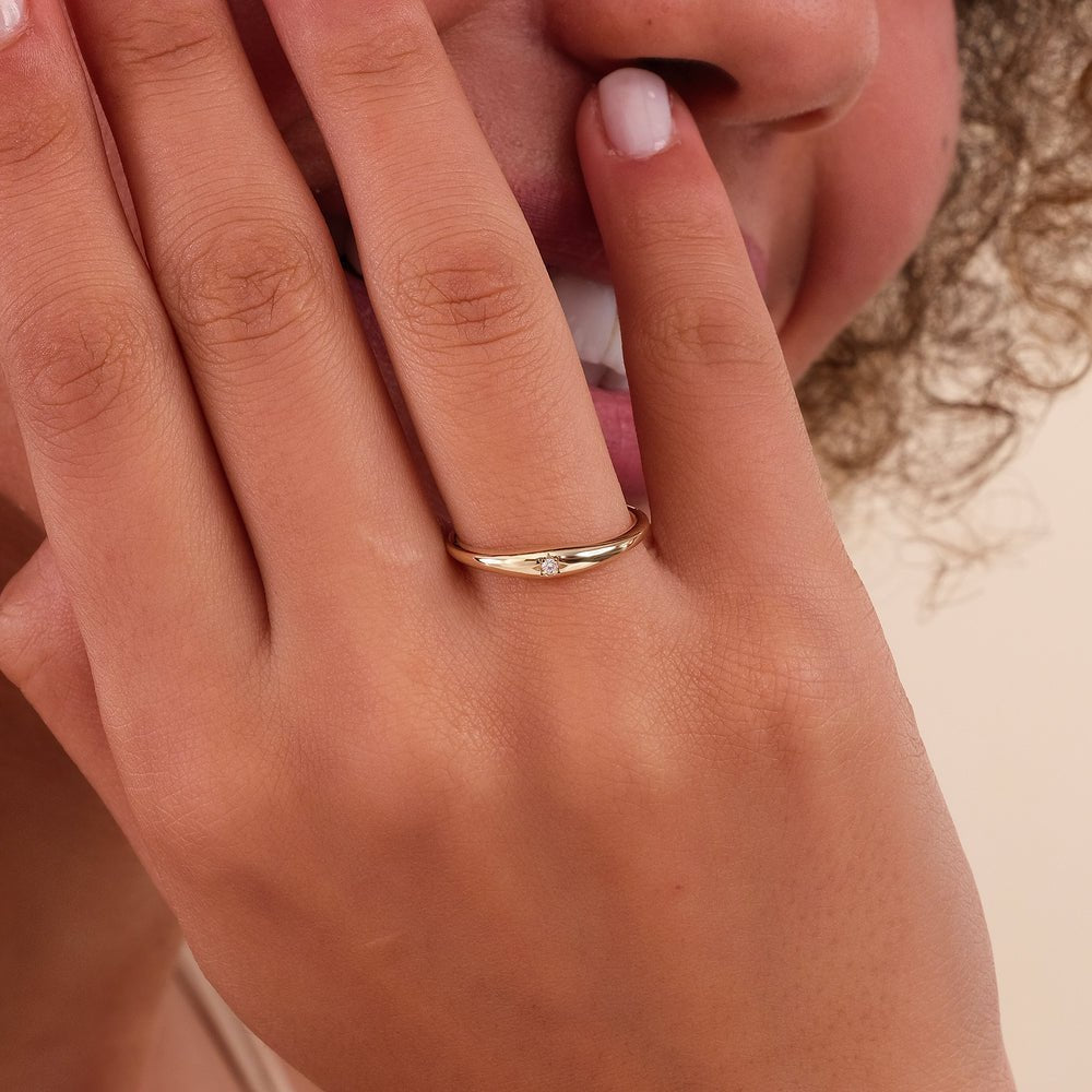 Thin Diamond Dome Ring