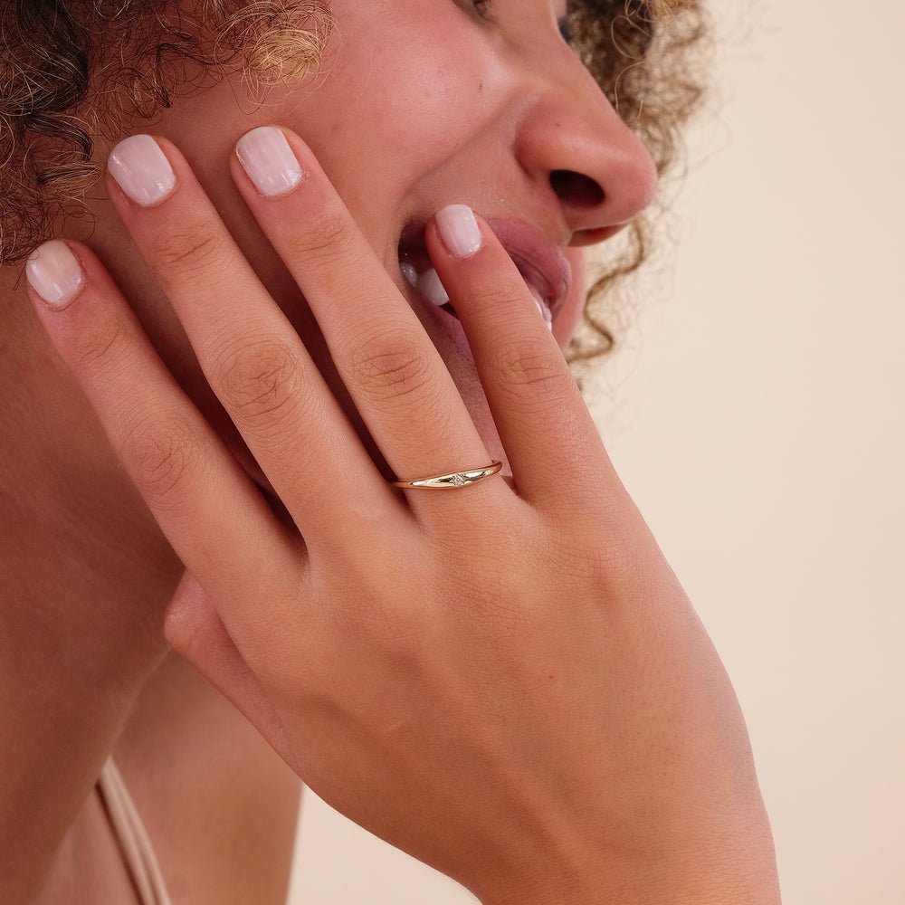Thin Diamond Dome Ring