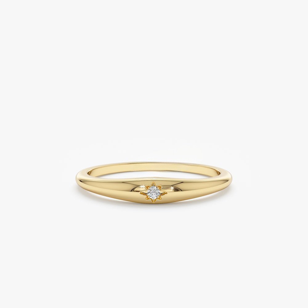 Thin Natural Diamond Dome Ring