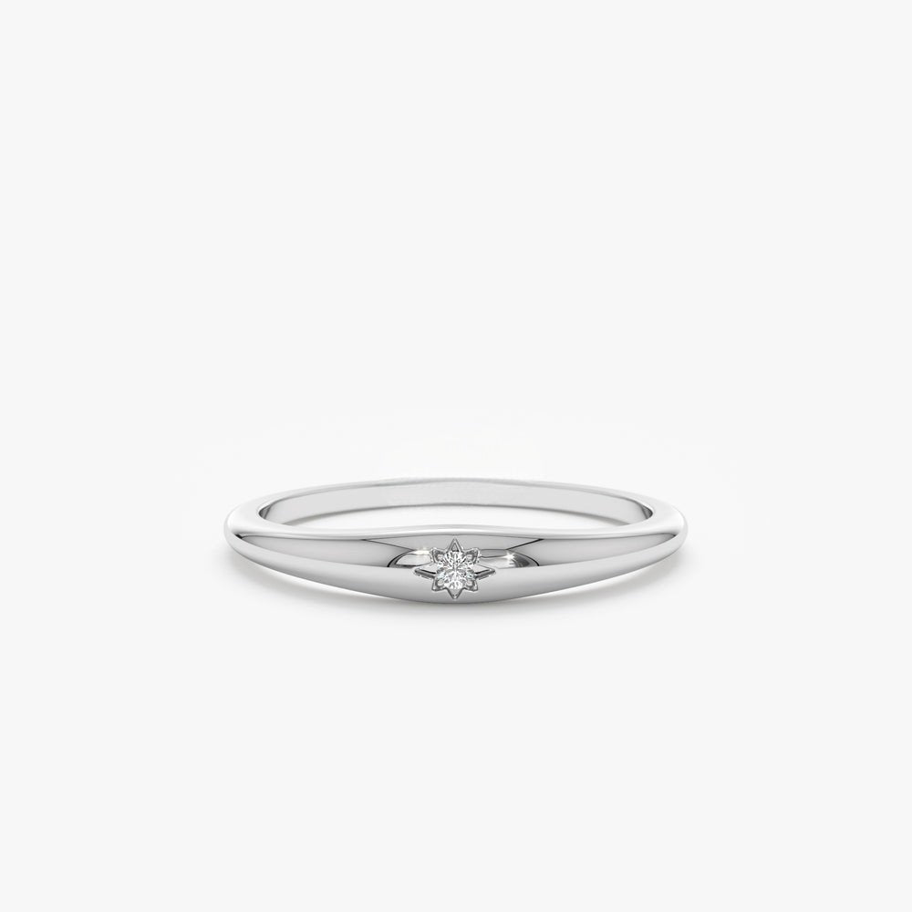 Thin Natural Diamond Dome Ring