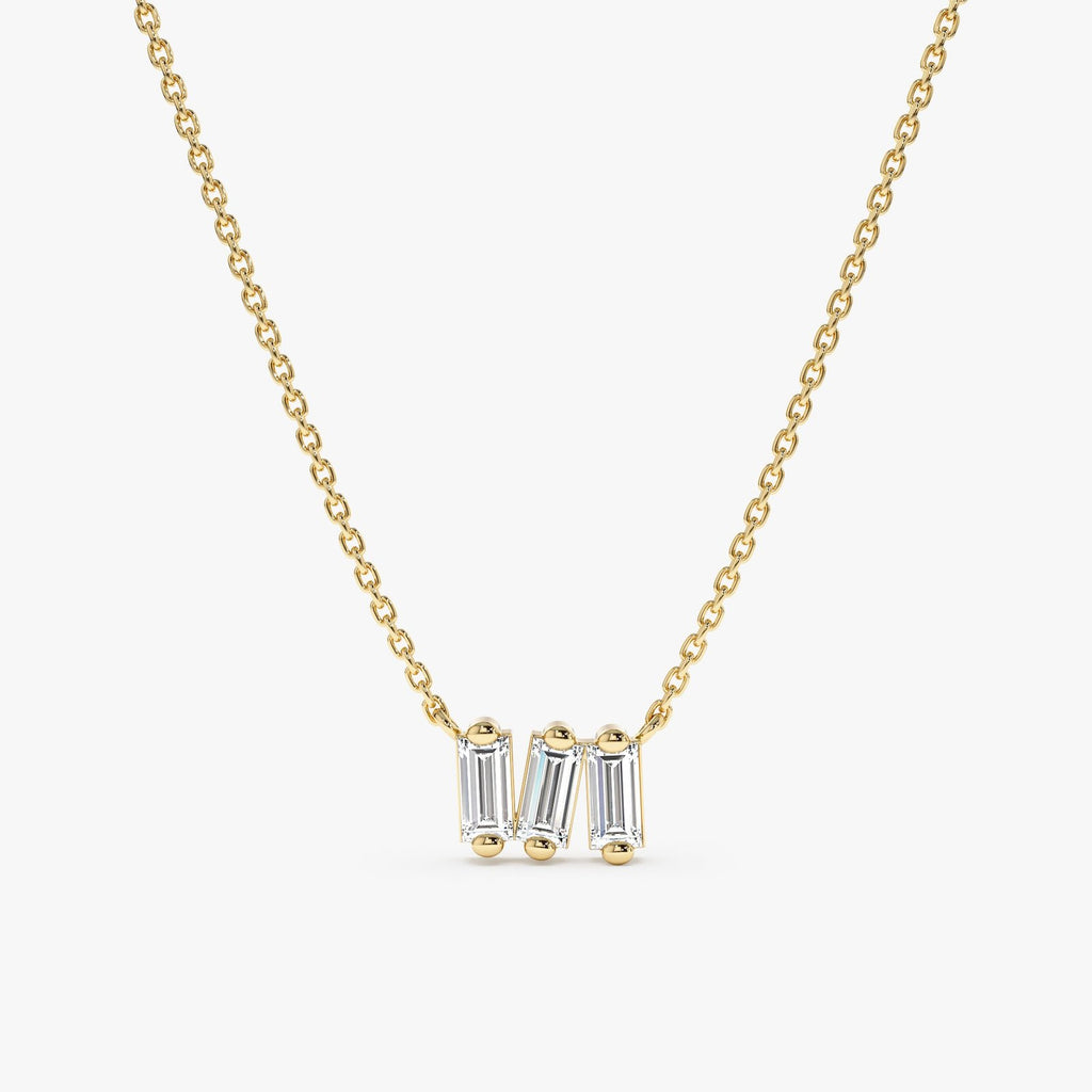 Triple Baguette Natural Diamond Cluster Necklace