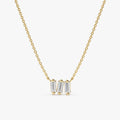 Triple Baguette Natural Diamond Cluster Necklace