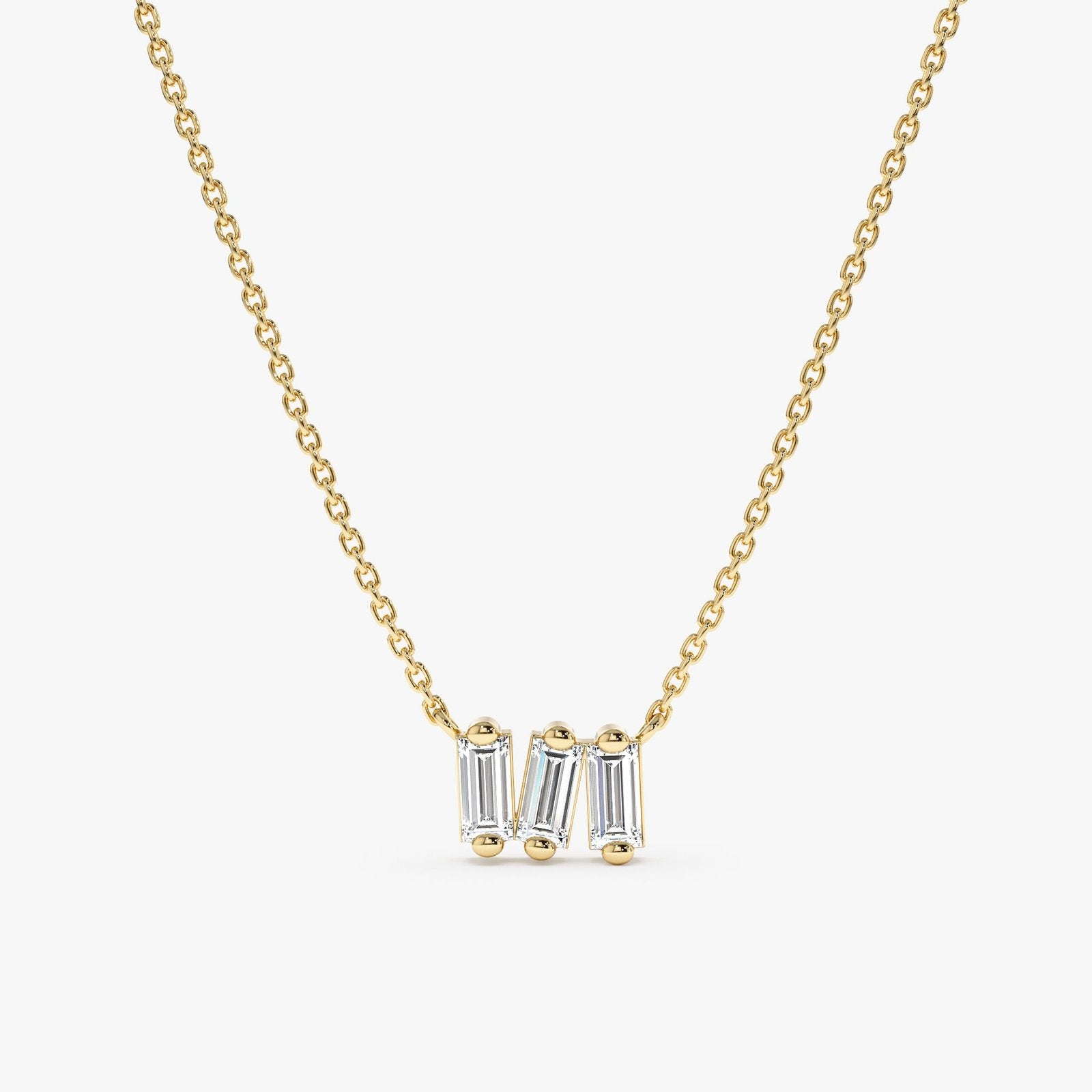 Triple Baguette Natural Diamond Cluster Necklace