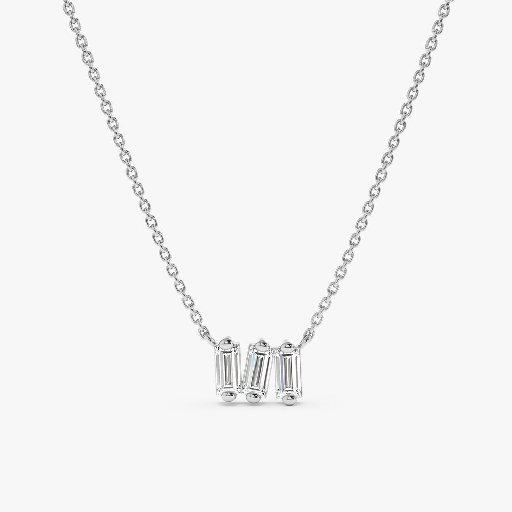 Triple Baguette Natural Diamond Cluster Necklace
