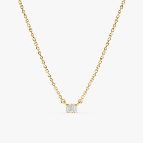 Triple Baguette Natural Diamond Necklace