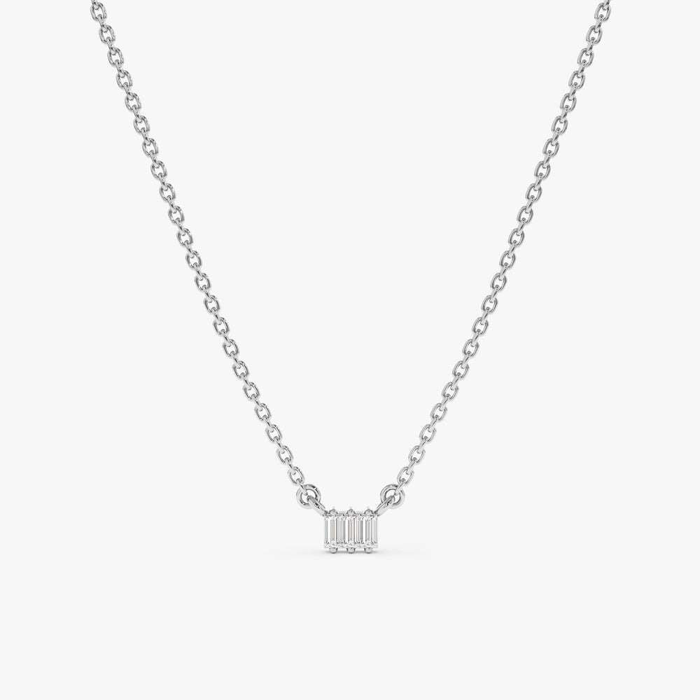 Triple Baguette Natural Diamond Necklace