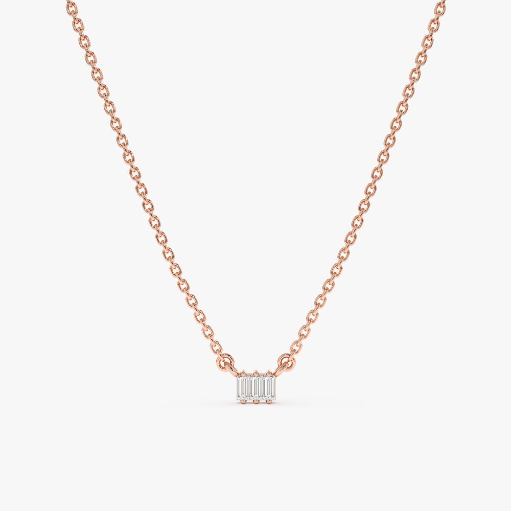 Triple Baguette Natural Diamond Necklace