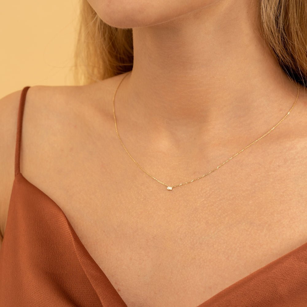Triple Baguette Natural Diamond Necklace