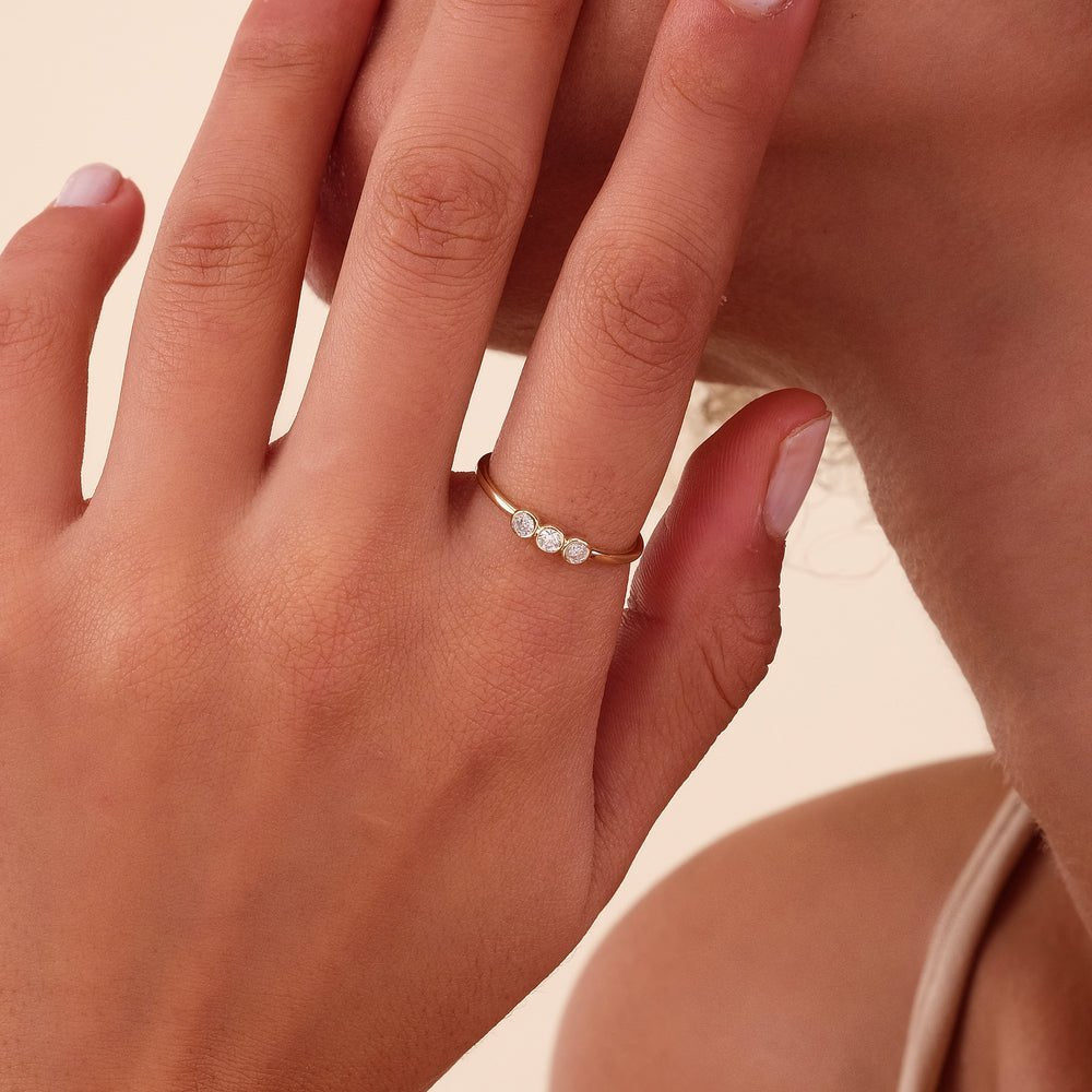 Triple Bezel Natural Diamond Ring