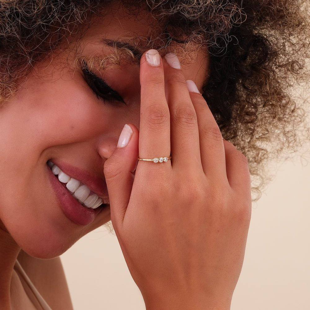 Triple Bezel Natural Diamond Ring