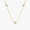 Triple Diamond Ball Station Necklace
