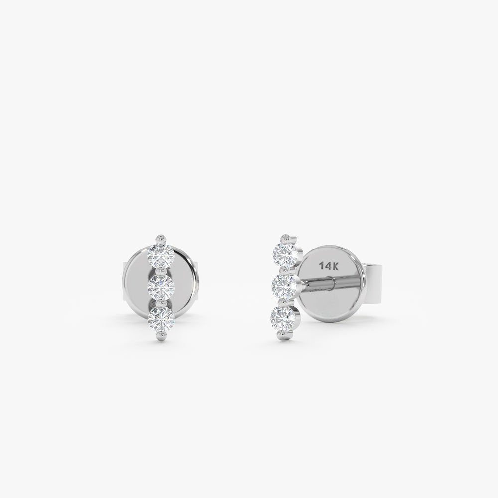 Triple Natural Diamond Bar Studs