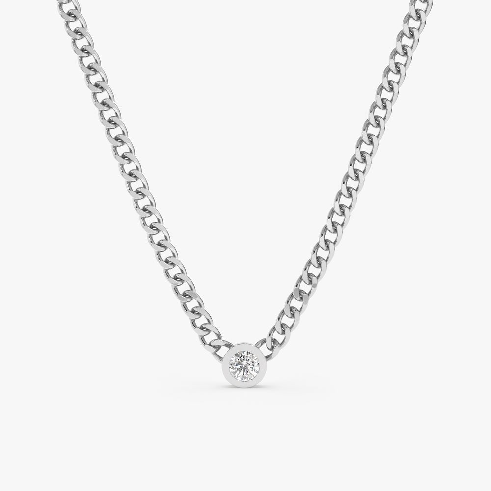 White Diamond Cuban Chain Necklace