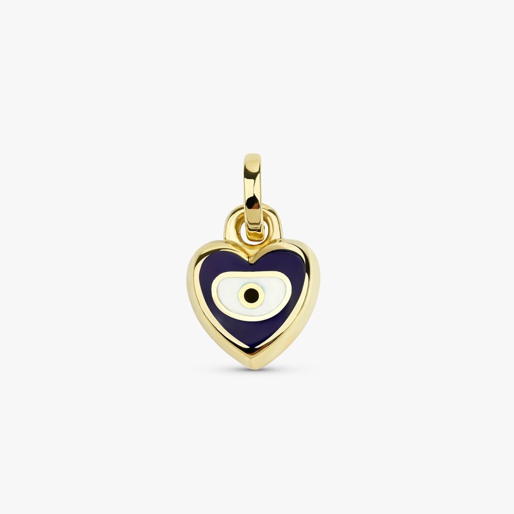 White Enamel Evil Eye Heart Charm